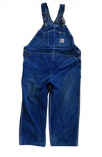 Carhartt R08 DNM Carpenter Blue Denim Overalls Bib Mens Size 50 X 27 Farmer Work