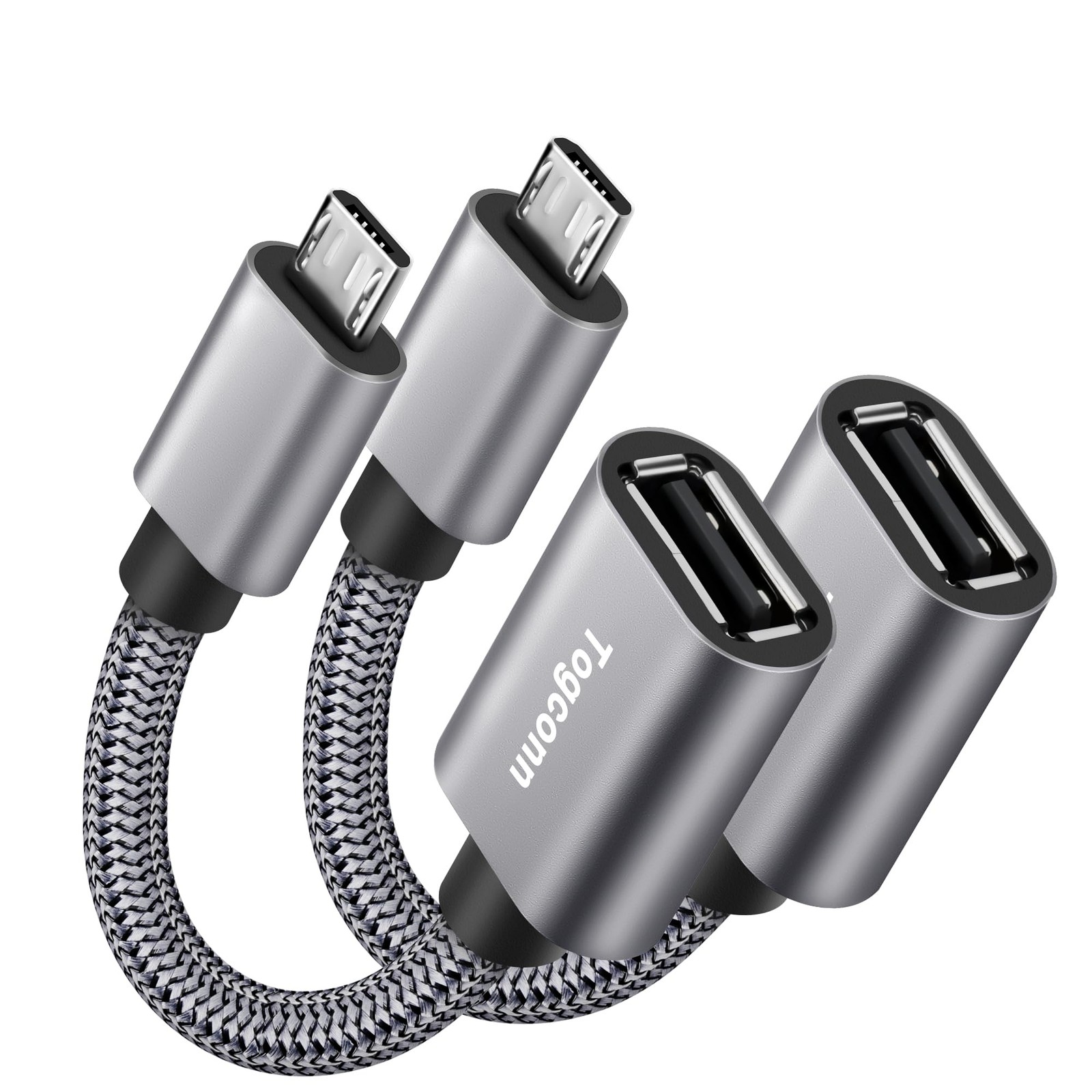 2-Pack Micro USB to USB OTG Adapter Cable Converter