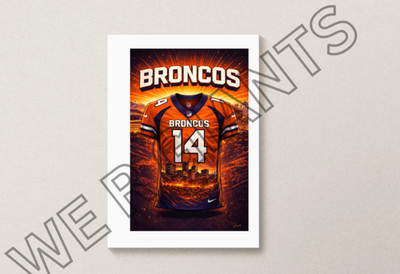 Denver Broncos #14 Courtland Sutton Jersey Poster Art Print 11x17 Broncos Poster