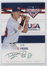 2017 Panini USA Baseball Stars & Stripes Green Ink 2/5 TJ Friedl #7 Auto 0rc7