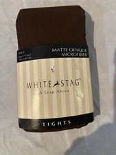 NWT 80s White Stag Size 4 (185-250 lbs.) Tights Matte Opaque Microfiber BROWN