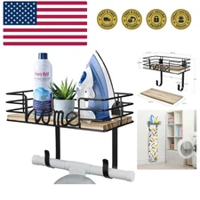Effortless Install Ironing Board Holder: Wall-Mounted with Spacious Basket