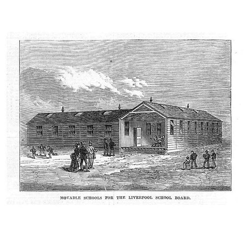 LIVERPOOL Movable Schools for the School Board - Antique Print 1873