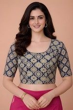 Ready to Wear Kalamkari Print Cotton Stretchable Bollywood Designer Saree Blouse