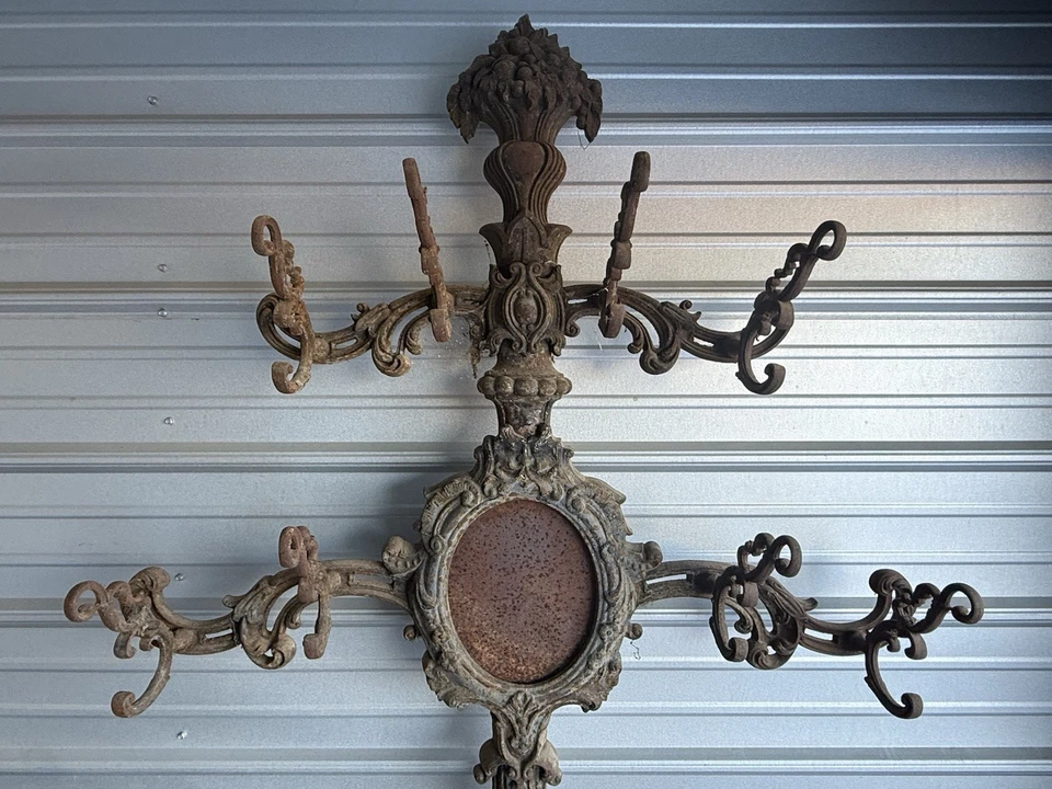 Викторианская чугунная прихожая — подставка для пальто и зонта — декоративное рококо 1800-х годов - Изображение 4 из 4