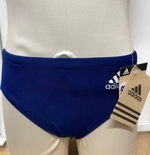 ADIDAS Boys Swim Brief NEW With Tags navy Blue with White Stripe Size 26"