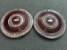 1970 Chevy Caprice Monte Carlo 15 Hubcaps Wheel Covers Pair Oem Maroon Vintage