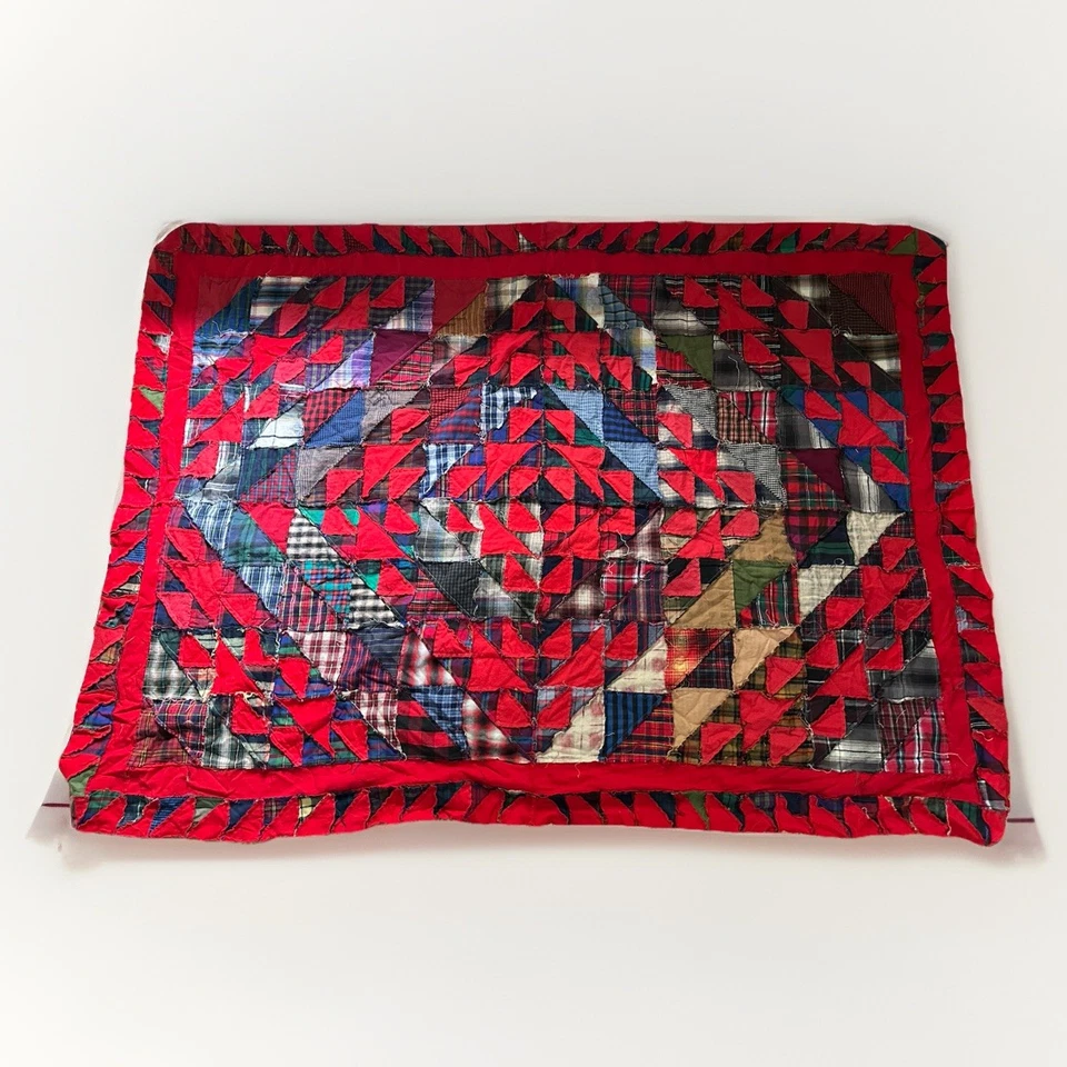 Vintage Handmade Flannel Patchwork Piece Appx 48x67 - Image 2 of 4