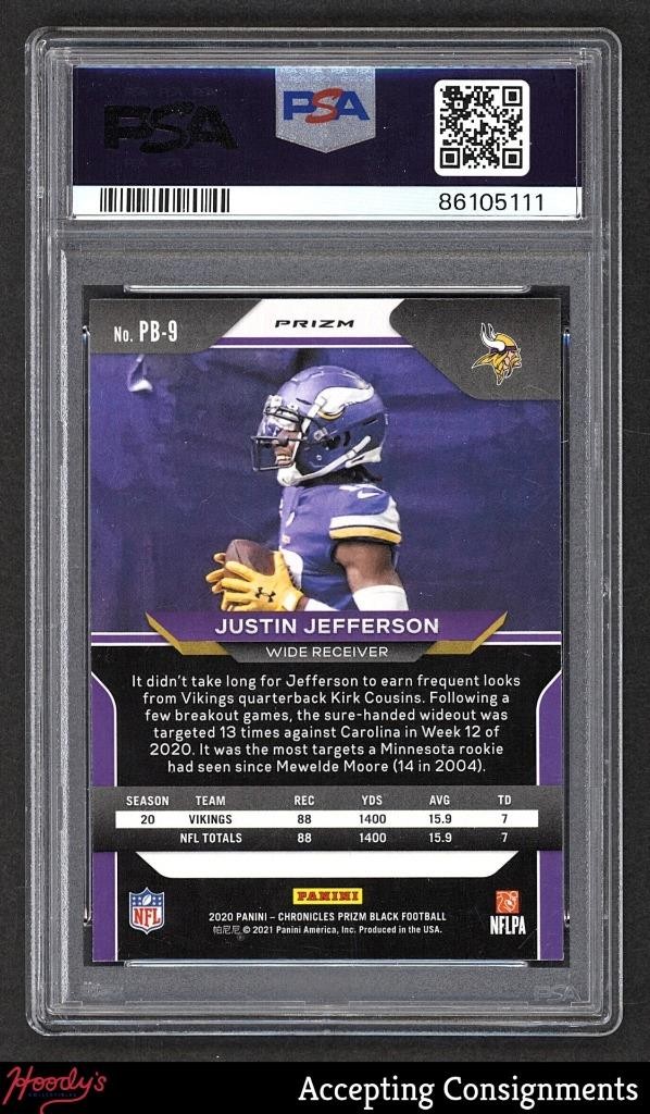 2020 Panini Chronicles Prizm Black Silver Justin Jefferson RC Rookie PSA 10 GEM view 2