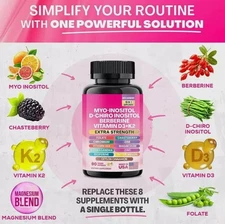 90 Capsules Myo Inositol & D-Chiro Inositol Supplement for Women