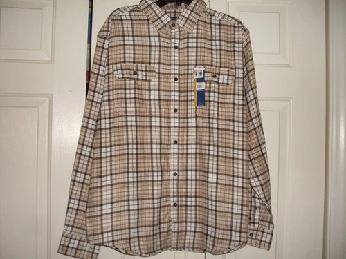 MENS GEORGE LONG SLEEVE PLAID FLANNEL SHIRT SIZE LARGE NWT