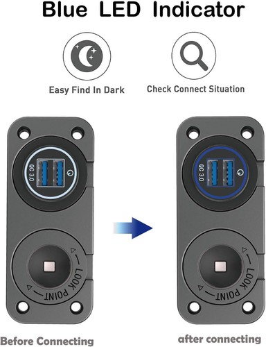 QC 3.0 USB Outlet 12V Boat Marine Waterproof Cigarette Lighter Socket Splitter 1 - Picture 3 of 7