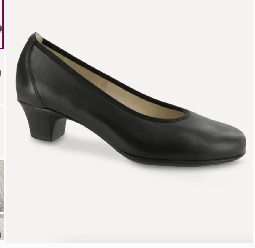 SAS Milano Black Leather Pumps Womens 8 W Comfort Slip On Dress Shoe Support