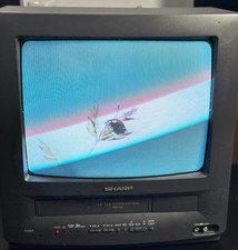 Sharp 13VT-L100 13" CRT Television VCR Combo Retro Gaming VHS Works Read