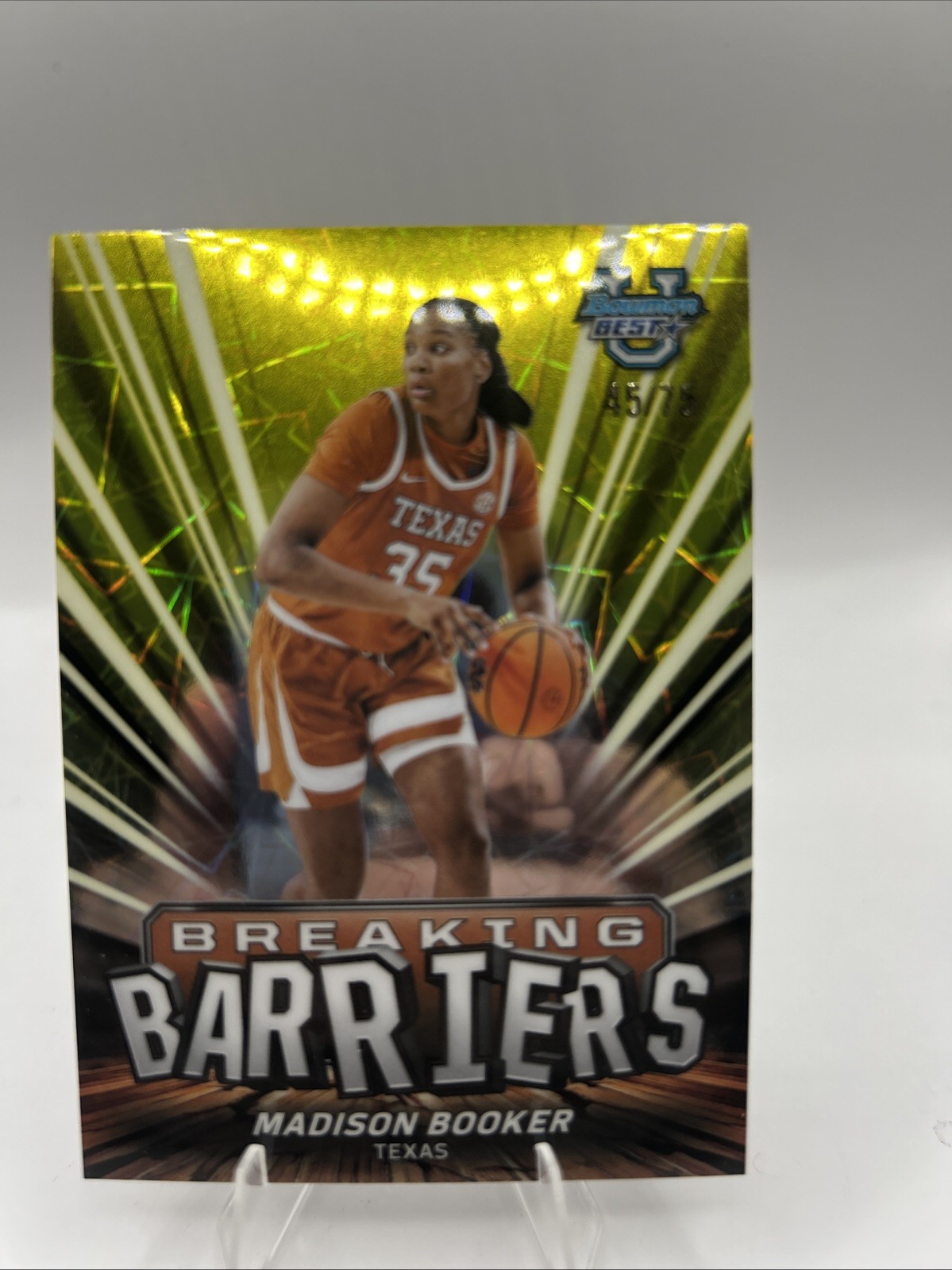 2025-26 Bowman Best - Breaking Barriers Madison Booker Yellow Lazer /75 (RC)