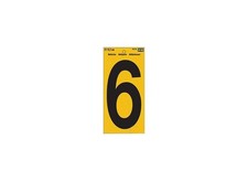 Reflective Sign, Character: 6, 5 in H Character, Black Character, Yellow Backgro