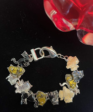Pulsera de cadena Cat Silvertone. 8 pulgadas. Caja de regalo