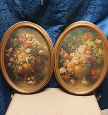 Coppia Antichi Quadri Natura Morta Olio Su Sup Rigido Firmati Primi 900