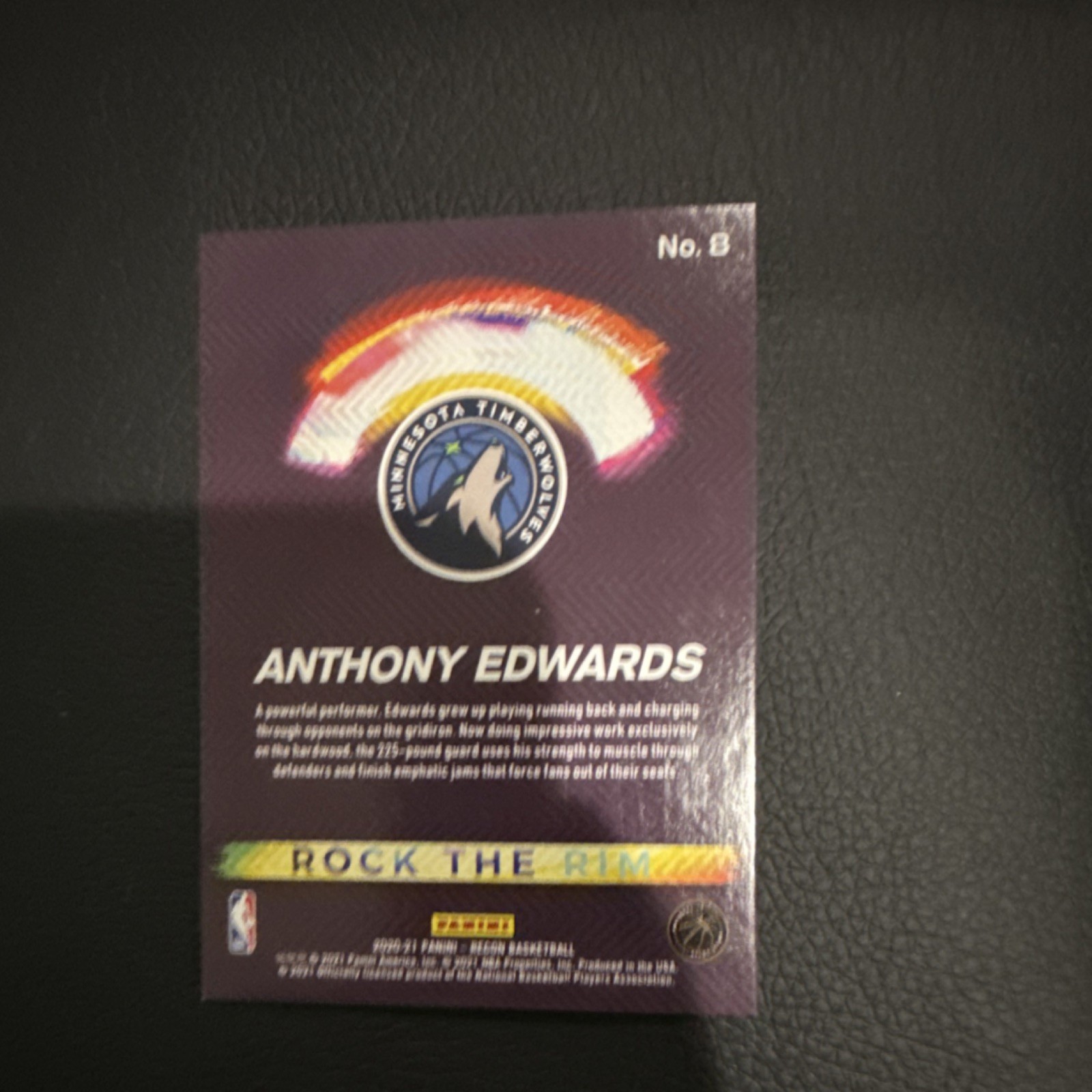 2020-21 Panini Recon Rock The Rim Rookie Anthony Edwards #8 Timberwolves
