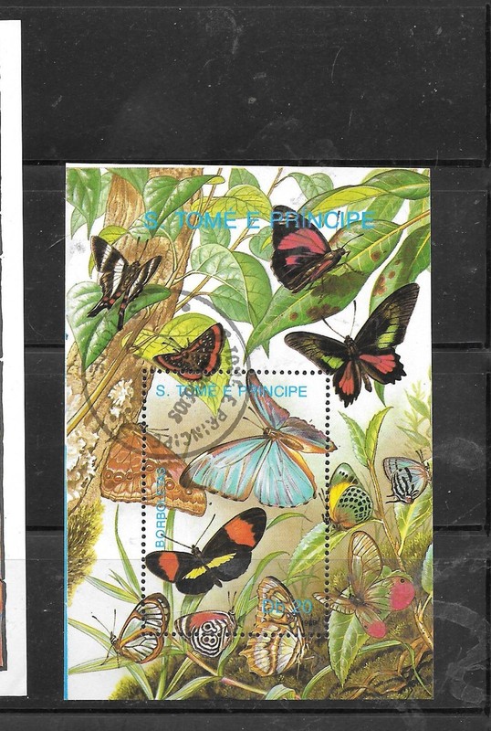 ST THOMAS #898 BUTTERFLIES CTO USED XF BEAUTIFUL SOUVENIR SHEET PICTORIAL STAMP