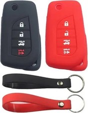 2Pcs Rubber Silicone 4 Buttons Remote Smart Flip Key Fob Cove Color: Black Red