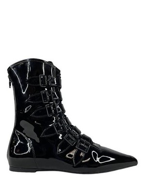 STRANGE CVLT Cult COVEN PIKE BOOTS NIB Black Patent Leather Shoes Women's Size 8