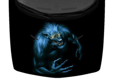 Werewolf Glowing Eyes Horror Truck Hood Wrap Vinyl Car Graphic Decal 58'' x 65''