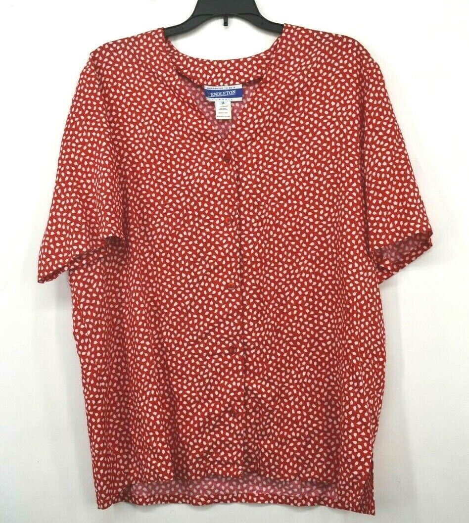 Pendleton Classic Womens Red Patterned Blouse Sho… - image 1