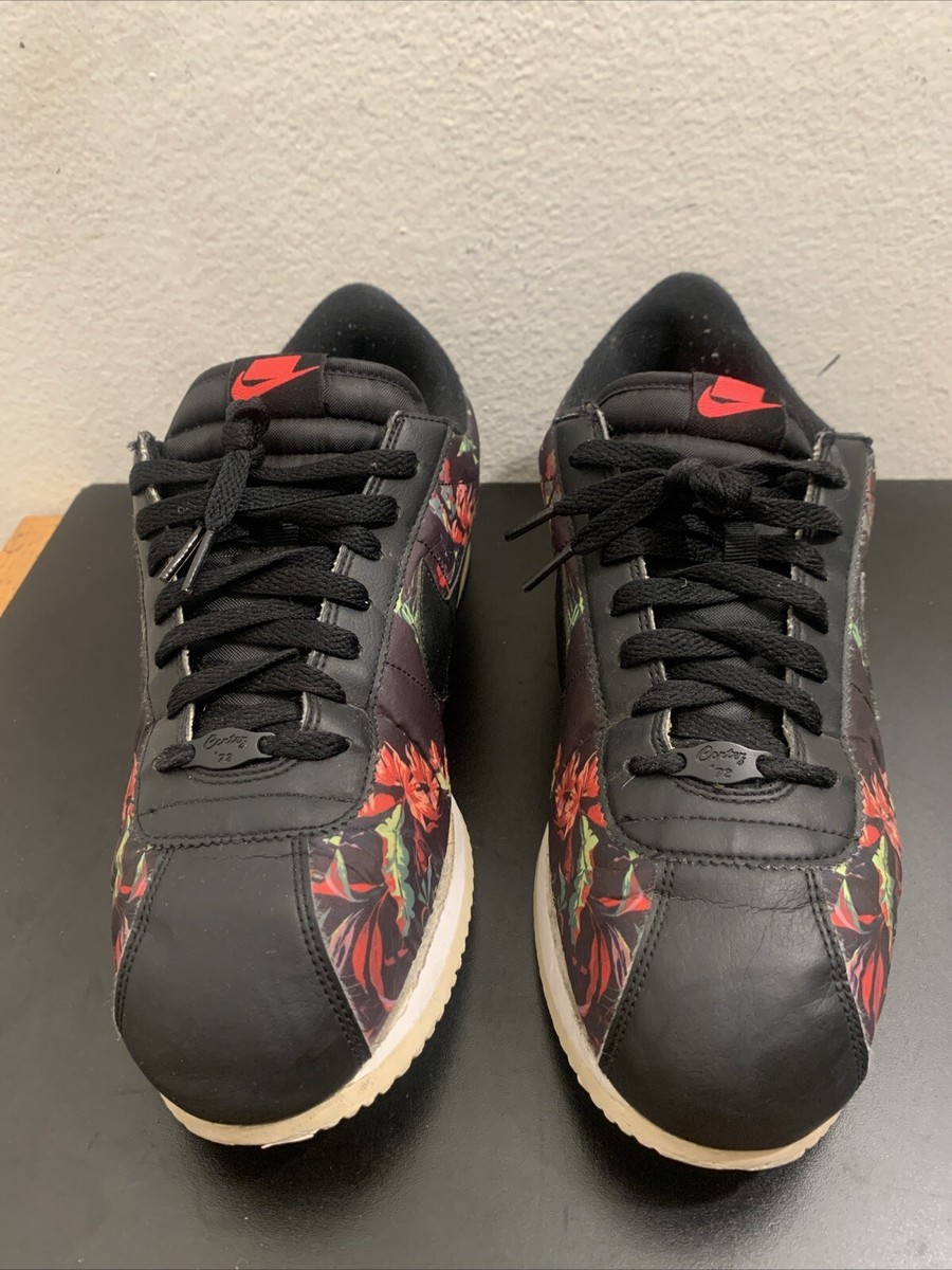 Nike Cortez Floral Print Shoes Black Running Sneakers BV6067-001
