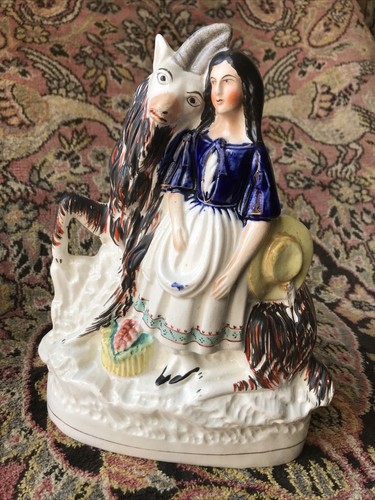 Staffordshire Pottery Figures-Goats & Royal Children-Genuine-Circa 1860-26cm - Picture 7 of 24