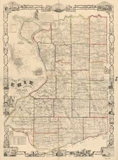18" x 24" 1854 Map Of Erie County New York & City Of Buffalo