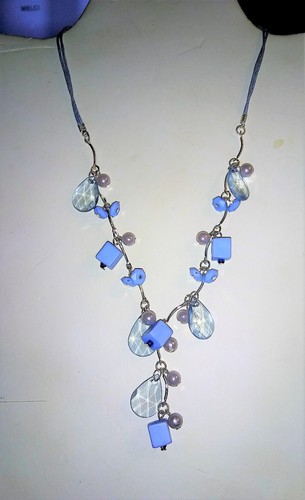 Beaded necklace choker square beads adjustable silver 16" to 19" choose color - Picture 11 of 20