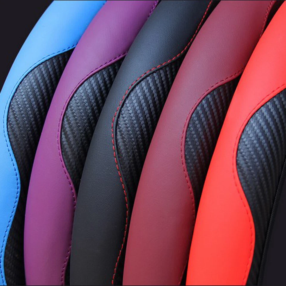 Car Microfiber Leather Steering Wheel Cover 15''/38cm Universal Accessories — 第 4/4 张图片