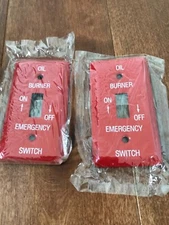 2 PACK- Emergency Oil Burner Metal Switch Cover WALL PLATE Red 2-1/4 X 4