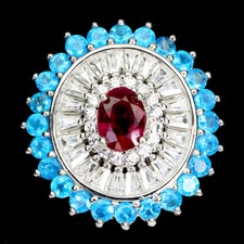925 Sterling Silver Ring Oval Ruby 7x5mm Apatite Natural Gemstone Jewelry