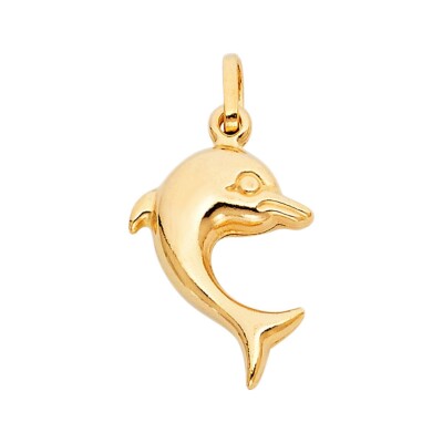 14K Yellow Gold Dolphin Pendant For Necklace Australia
