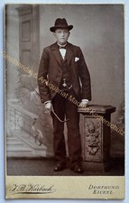 orig. CDV foto fotografia immagine vecchio signor uomo moda 1890 circa vestito Dortmund Karbach