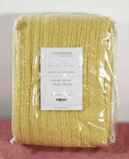 Rizzy Home- Textured Striped Throw Blanket, Yellow, 50"x60"