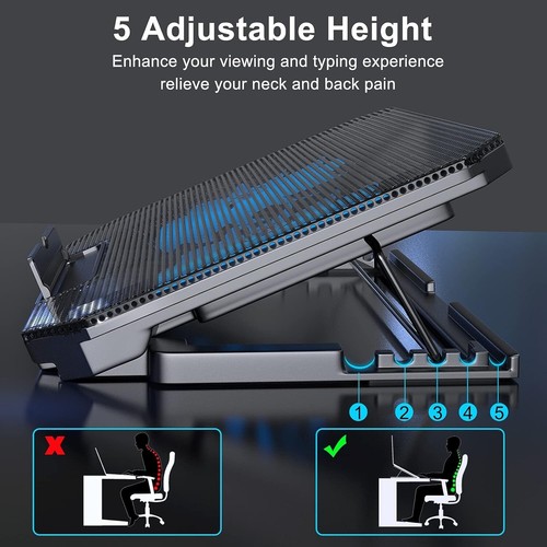Laptop Cooling Pad with Adjustable Height Two 5.1 Inches Fan 2 USB Ports Suitabl - 第 3/6 張圖片