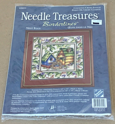 JCA / Shelly Reeves Smith ''Nest Eggs'' Birds & Berries Cross Stitch Kit 14x14''