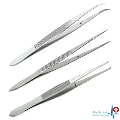 YNR IRIS SERRATED TOOTHED / DRESSING SURGICAL DENTAL FORCEPS TWEEZERS 10cm ST CURVED