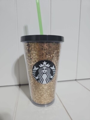 Starbucks Gold Glitter Black Lid 2018 Travel Tumbler Cold Ice Coffee Cup  16oz | eBay