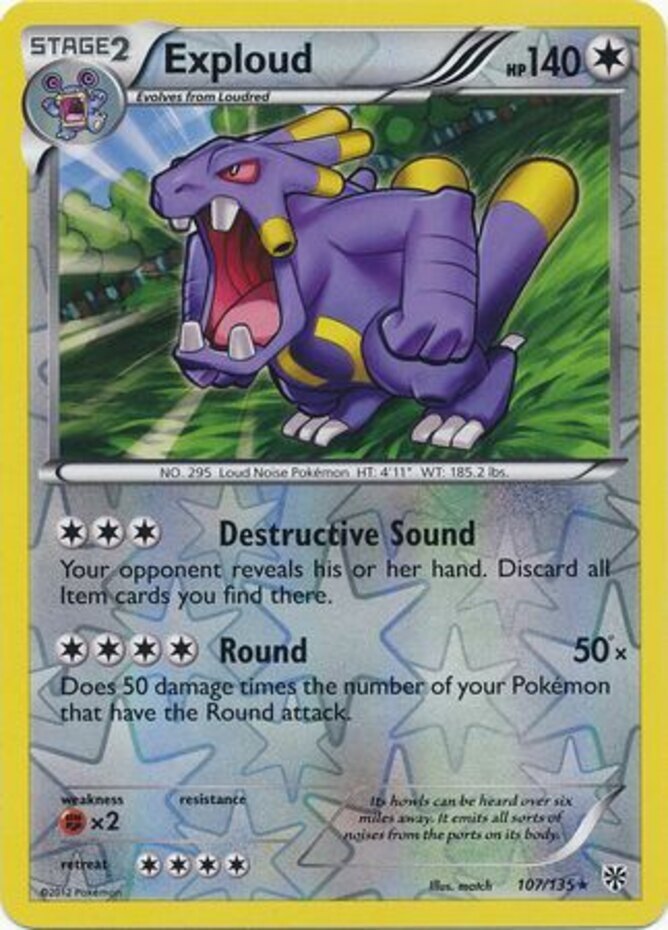 Exploud - 107/135 - Rare - Reverse Holo x1 - Lightly Played - BW Plasma Storm