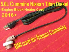 BMI Block Heater Cord for Nissan Titan XD Cummins 5.0 L 5.0L Diesel 2016+