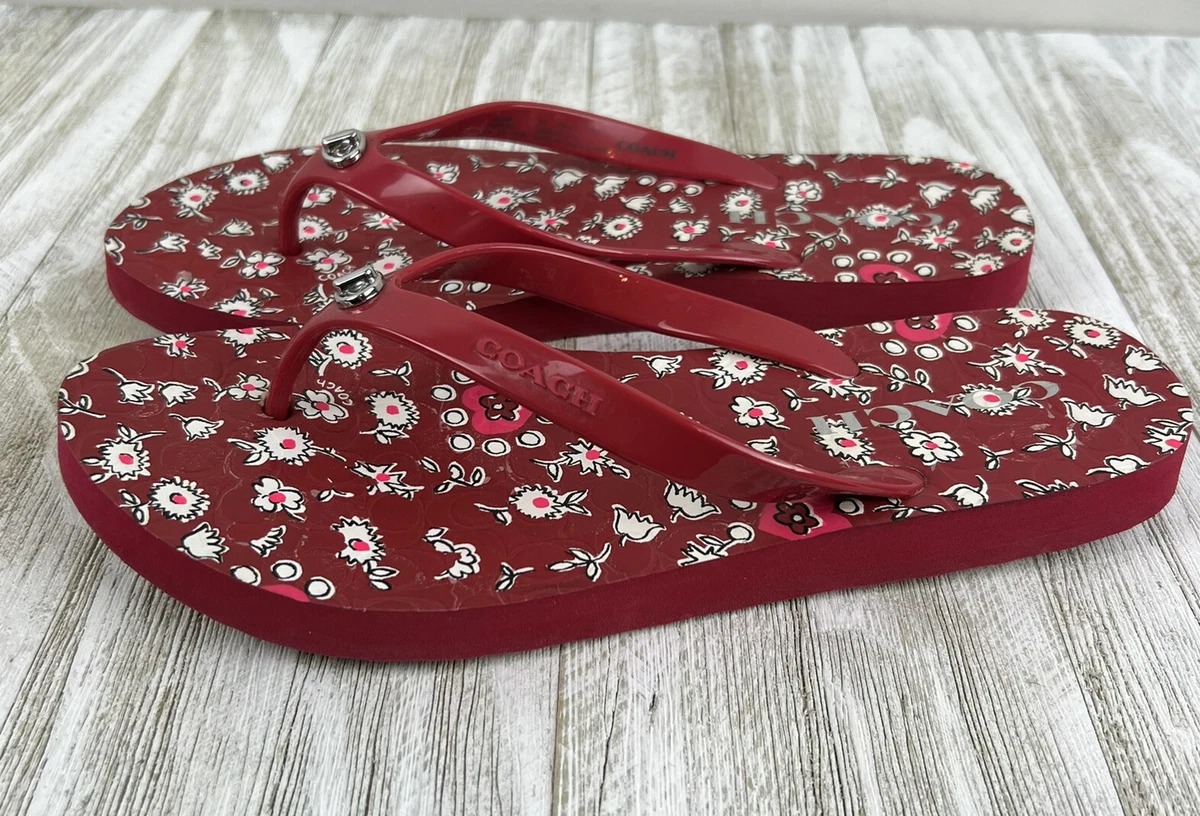 Red coach flip flops hotsell