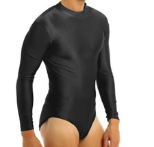 Men Spandex Turtleneck Long Sleeve Dance Leotard zentai costume Dancewear