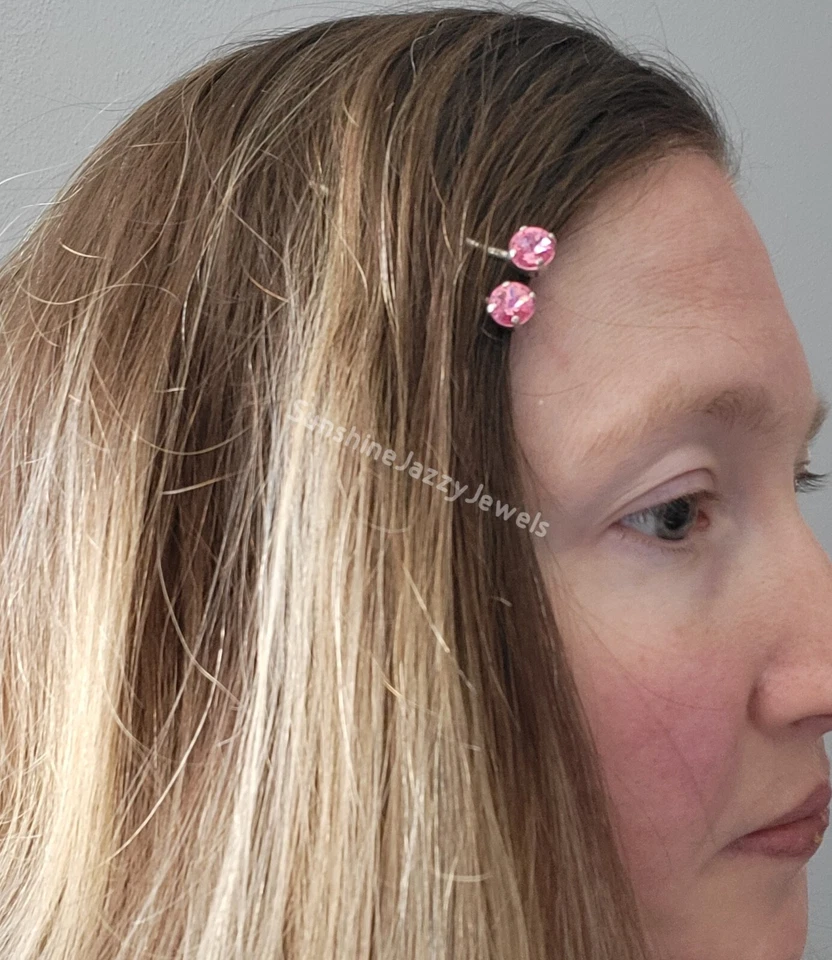 Alfileres de pelo/bobby hechos a mano de 2 piezas con piedras Chaton de zafiro de cristal de Swarovski; azul Foto 2 de 4