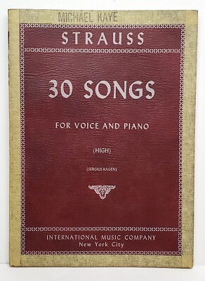 Strauss 30 Songs for Voice and Piano High Voice  1281  1961 International Music