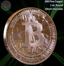 "BITCOIN" Copper Round 1 oz .999