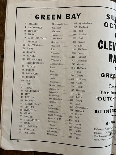 1939 Green Bay Packers v Chicago Bears Football program CURLY LAMBEAU/DON HUTSON - Picture 16 of 17
